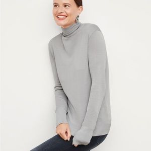 NWT MM Lafleur Elizabeth silk turtleneck - gray, size L